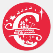 レターCモノグラムイニシャル名挨拶 ラウンドシール (正面)