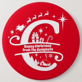 レターCモノグラムイニシャル名挨拶 缶バッジ