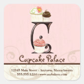 レターCモノグラムカップケーキロゴビジネススタンプ スクエアシール (正面)