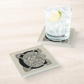 レターCヴィンテージケルト結び目模様モノグラム ガラスコースター (アングル)