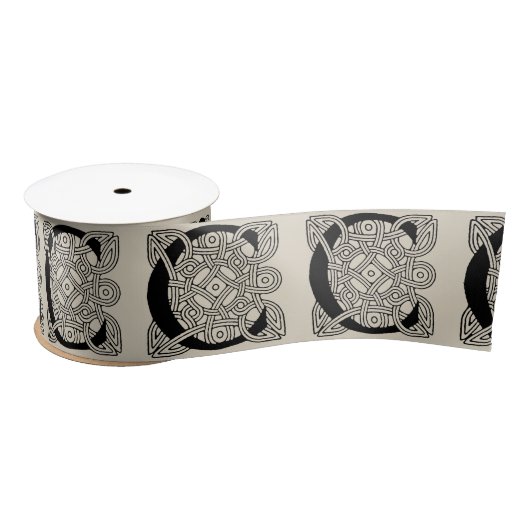 レターCヴィンテージケルト結び目模様モノグラム サテンリボン (リール)