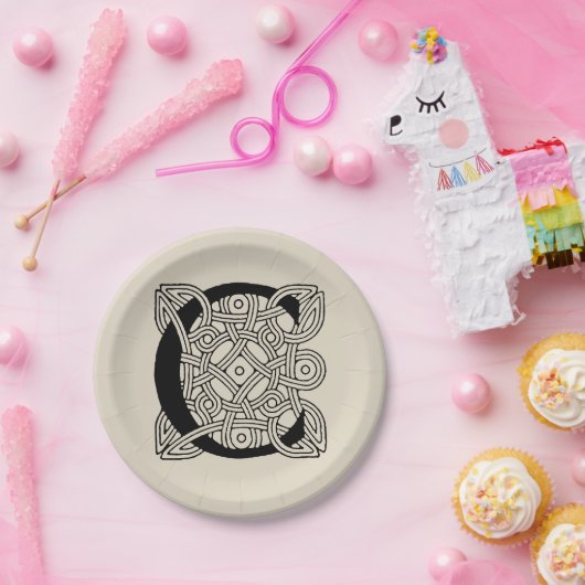 レターCヴィンテージケルト結び目模様モノグラム ペーパープレート (パーティー)