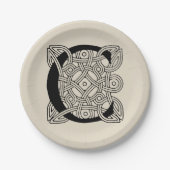 レターCヴィンテージケルト結び目模様モノグラム ペーパープレート (正面)