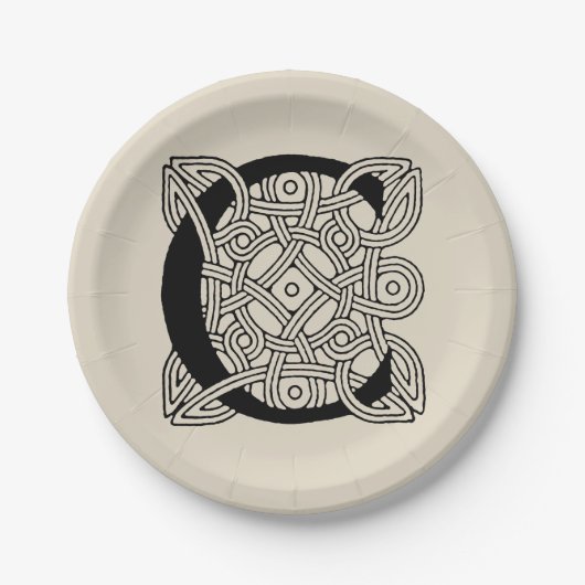 レターCヴィンテージケルト結び目模様モノグラム ペーパープレート (正面)