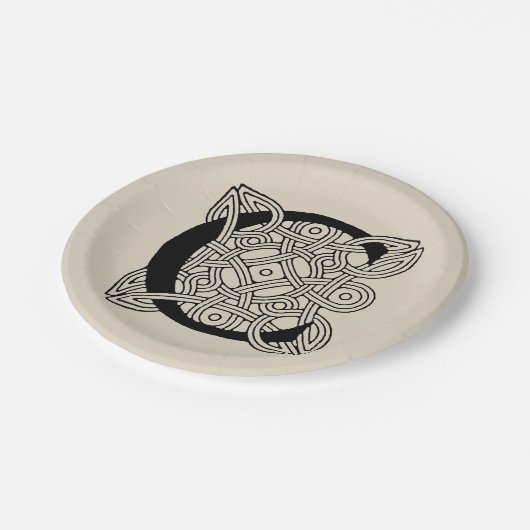 レターCヴィンテージケルト結び目模様モノグラム ペーパープレート (アングル)