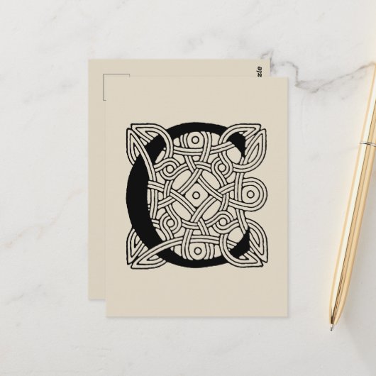 レターCヴィンテージケルト結び目模様モノグラム ポストカード (正面/裏面インサイチュ)