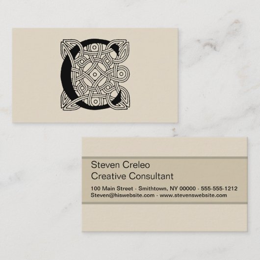 レターCヴィンテージケルト結び目模様モノグラム 名刺 (正面/裏面)