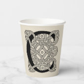 レターCヴィンテージケルト結び目模様モノグラム 紙コップ (裏面)