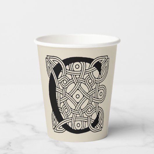 レターCヴィンテージケルト結び目模様モノグラム 紙コップ (裏面)