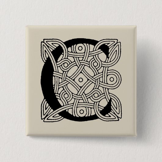 レターCヴィンテージケルト結び目模様モノグラム 缶バッジ (正面)