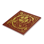 レターC先頭文字フェイク金ゴールド赤 タイル (側面)