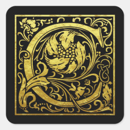 レターC最初のレターフェイク金ゴールド黒 スクエアシール