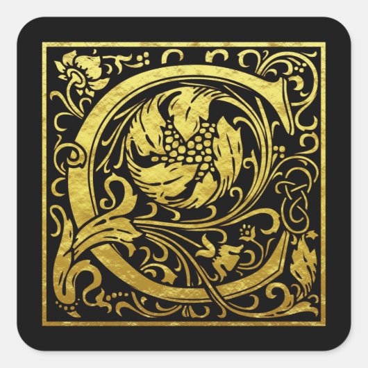 レターC最初のレターフェイク金ゴールド黒 スクエアシール (正面)