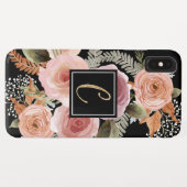 レターC金ゴールドブラックウォーター色フローラモノグラム Case-Mate iPhoneケース (裏面(横))