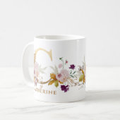 レターC -金ゴールドフローラ名シスター同僚の友人 コーヒーマグカップ (正面左)