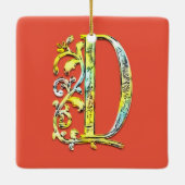レターDイニシャルモノグラムフローラアート セラミックオーナメント (裏面)