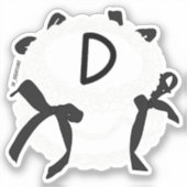 レターDイニシャル 黒と白のリボン アンティークケーキ  シール (正面)