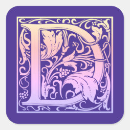 レターDカラフルヴィンテージ最初の文字のグラデーション スクエアシール