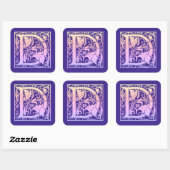 レターDカラフルヴィンテージ最初の文字のグラデーション スクエアシール (シート)