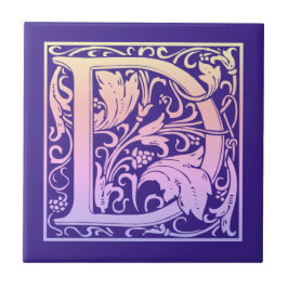 レターDカラフルヴィンテージ最初の文字のグラデーション タイル