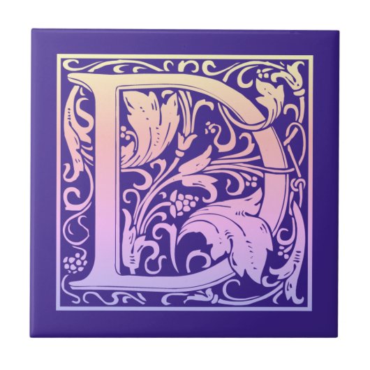 レターDカラフルヴィンテージ最初の文字のグラデーション タイル (正面)