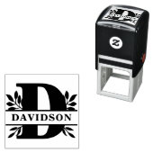 レターDクラシック葉ファミリー名モノグラム セルフインキングスタンプ (インサイチュ)