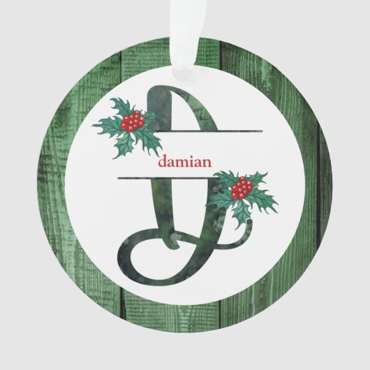 *~*レターDクリスマスフォト素朴ウッドAP44 オーナメント (正面)