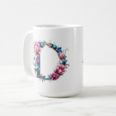 レターDコーヒーマグ – フローラデザインギフト コーヒーマグカップ (正面左)