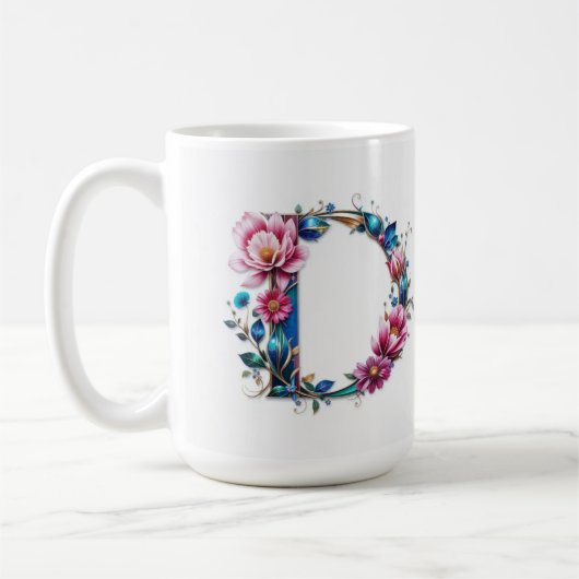 レターDコーヒーマグ – フローラデザインギフト コーヒーマグカップ (左)