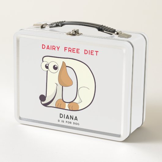 レターDドッグ名アレルギーの追加新学期 メタルランチボックス (正面)