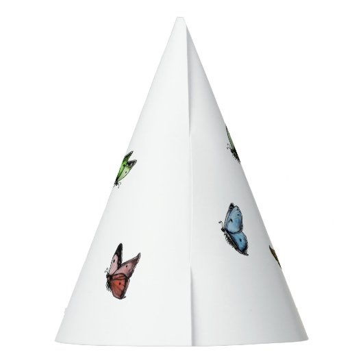 レターDフローラバタフライモノグラムイニシャル パーティーハット (裏面)