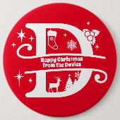 レターDモノグラムイニシャル名挨拶 缶バッジ (正面)