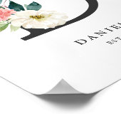 レターDモノグラムウォーターカラーピーチ花模様子供部屋 ポスター (角)