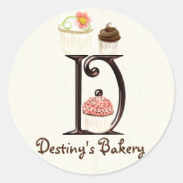 レターDモノグラムカップケーキロゴビジネススタンプ ラウンドシール
