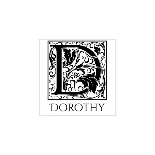 レターDヴィンテージ名の最初の文字 ラバースタンプ (インプリント)