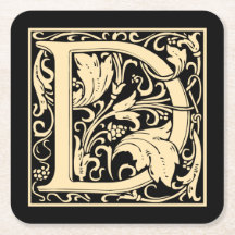 レターDヴィンテージ最初の文字セピア（黒）