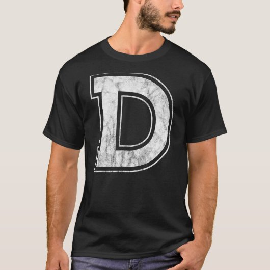 レターD大文字アルファベットモノグラムイニシャル Tシャツ (正面)