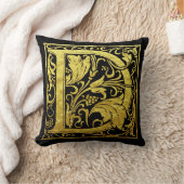 レターD最初の文字フェイク金ゴールドと黒 クッション (ブランケット)