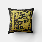 レターD最初の文字フェイク金ゴールドと黒 クッション (裏面)