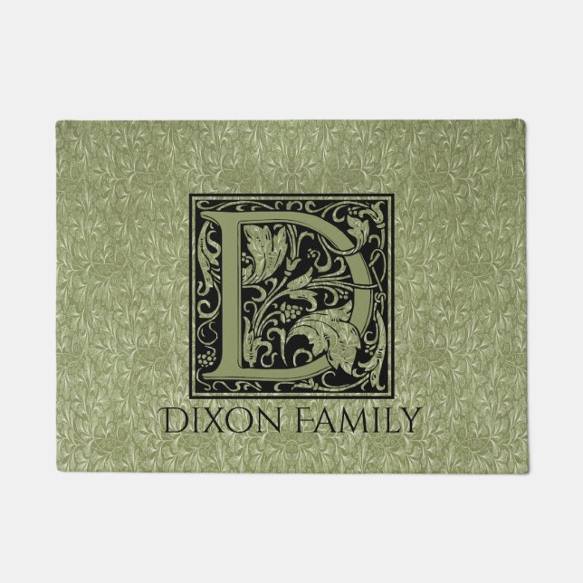 レターD最初の文字モノグラムパーソナライズされた ドアマット (正面)