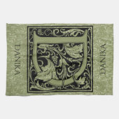 レターD最初の文字モノグラム キッチンタオル (横)