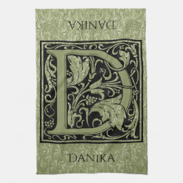 レターD最初の文字モノグラム キッチンタオル