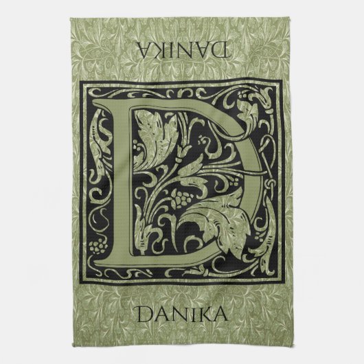 レターD最初の文字モノグラム キッチンタオル (縦)