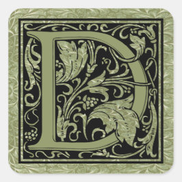 レターD最初の文字モノグラム スクエアシール