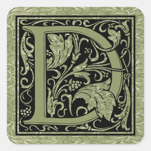 レターD最初の文字モノグラム スクエアシール (正面)