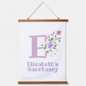 レターEと名(フローラデザイン) 吊り下げ型タペストリー (正面)