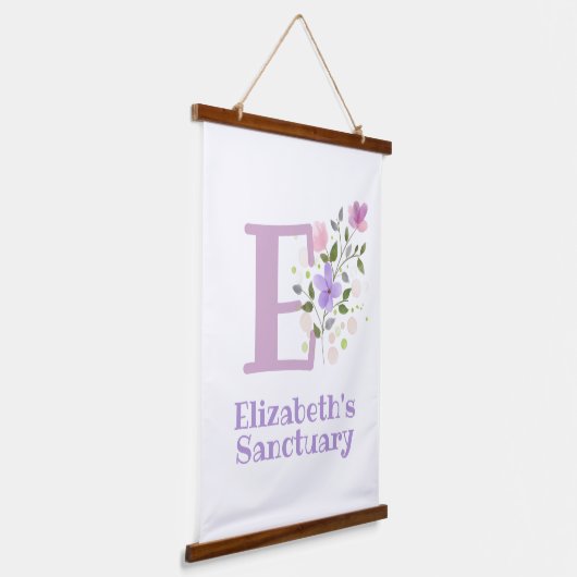 レターEと名(フローラデザイン) 吊り下げ型タペストリー (傾斜あり)