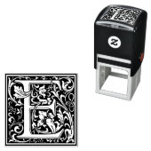 レターEアールヌーボー白黒タイル セルフインキングスタンプ (インサイチュ)