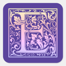 レターEカラフルヴィンテージ最初の文字のグラデーション スクエアシール