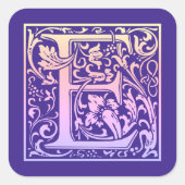 レターEカラフルヴィンテージ最初の文字のグラデーション スクエアシール (正面)